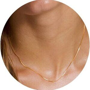 New Minimalist Thin Gold Chain 18K Gold Plated Thin Box Chain Necklace Short
